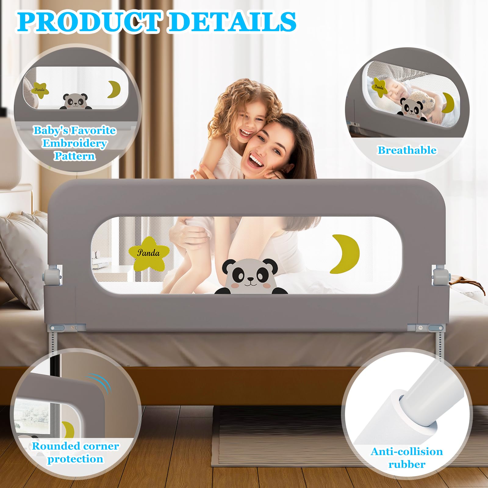Kitiver U-shaped base with straps provides stable, secure toddler bed protection