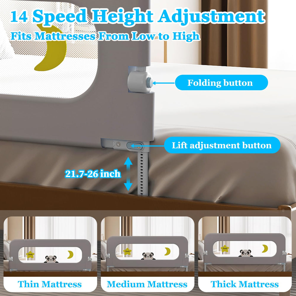 Kitiver 59-inch guard rail fits queen to bunk beds for full-room versatility