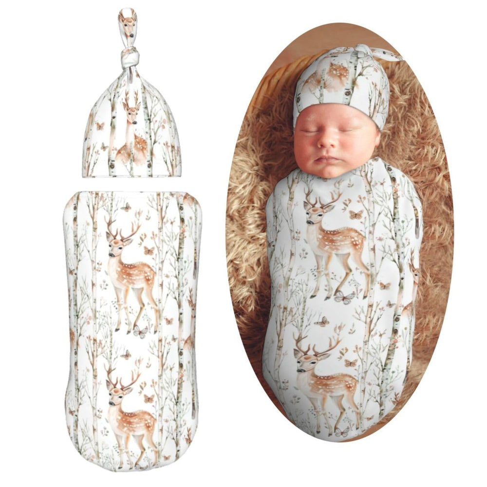 Kiuloam cute deer swaddle closeup shows soft, warm fabric for cozy newborn cuddles.