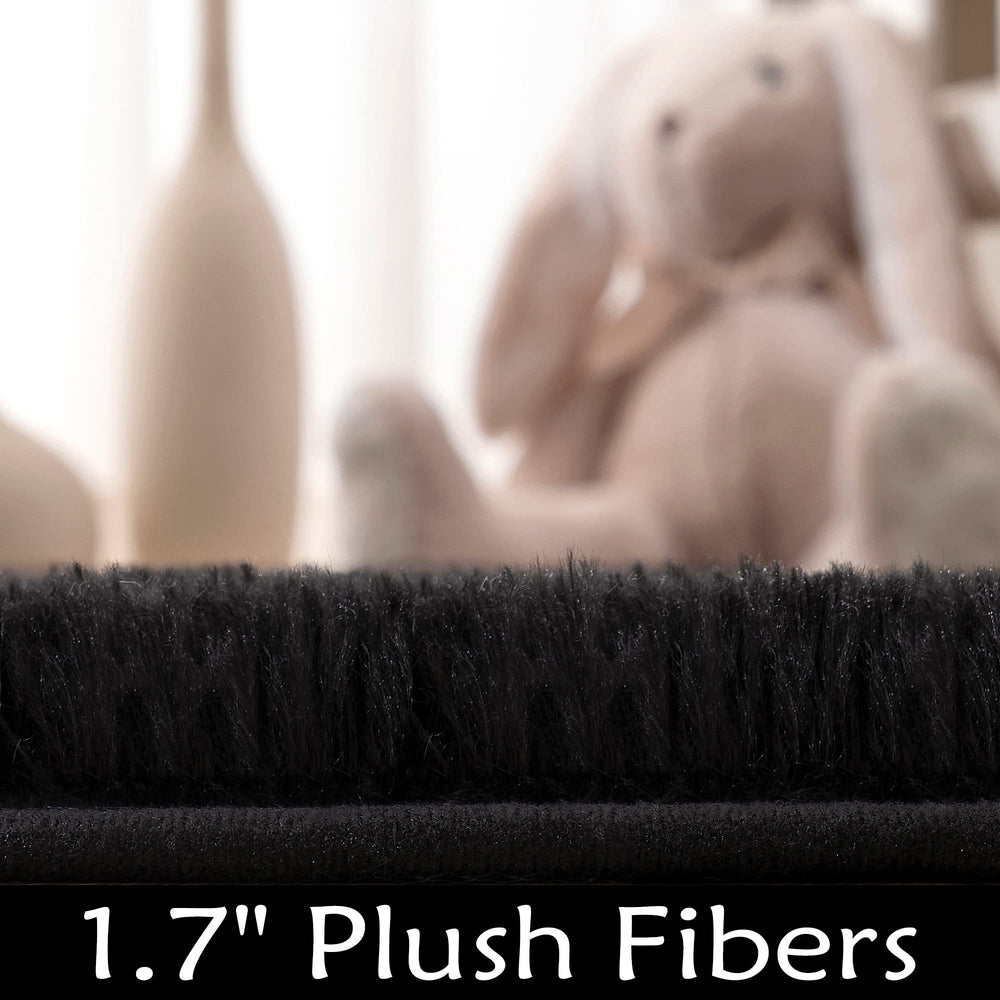 KIXINWA Black Hexagon Rug solid color design fits modern decor and simple styling.
