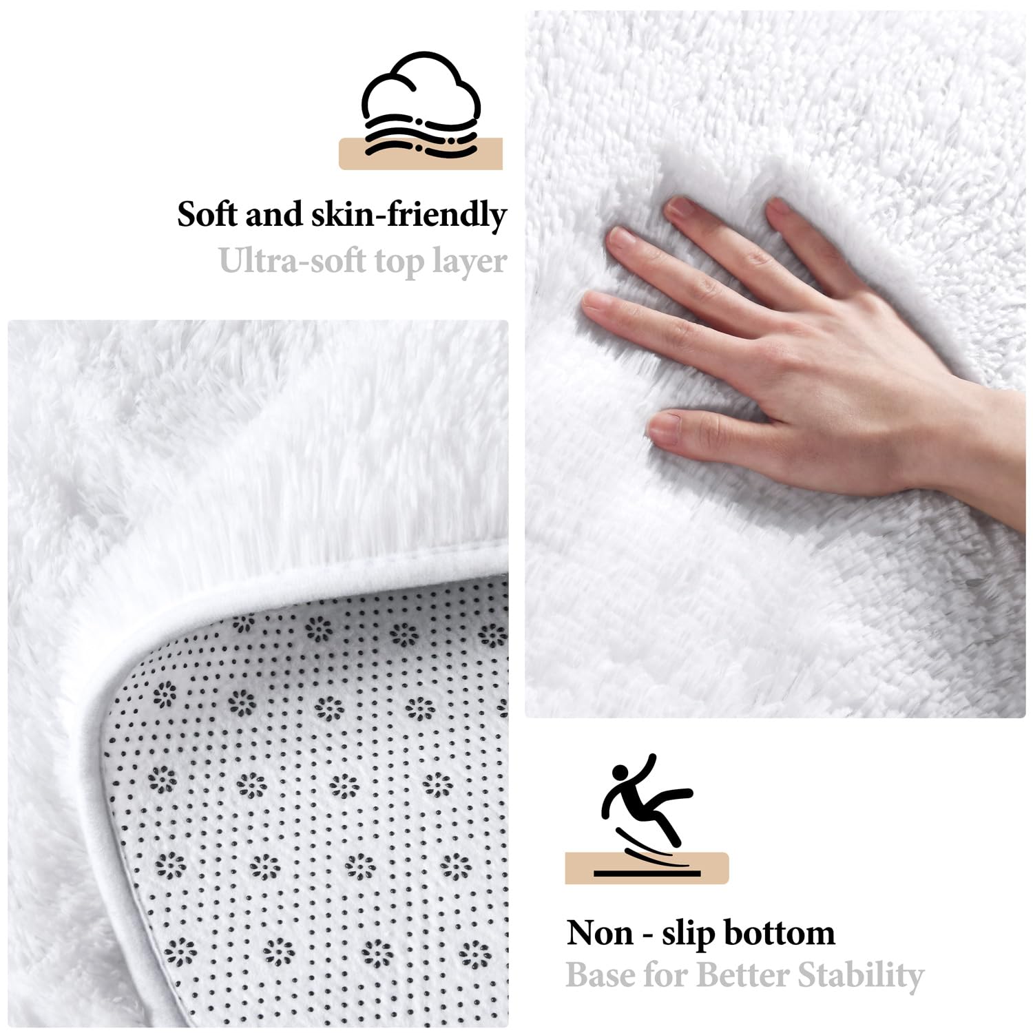 KIXINWA fluffy-circle rug texture highlights plush comfort in living spaces.