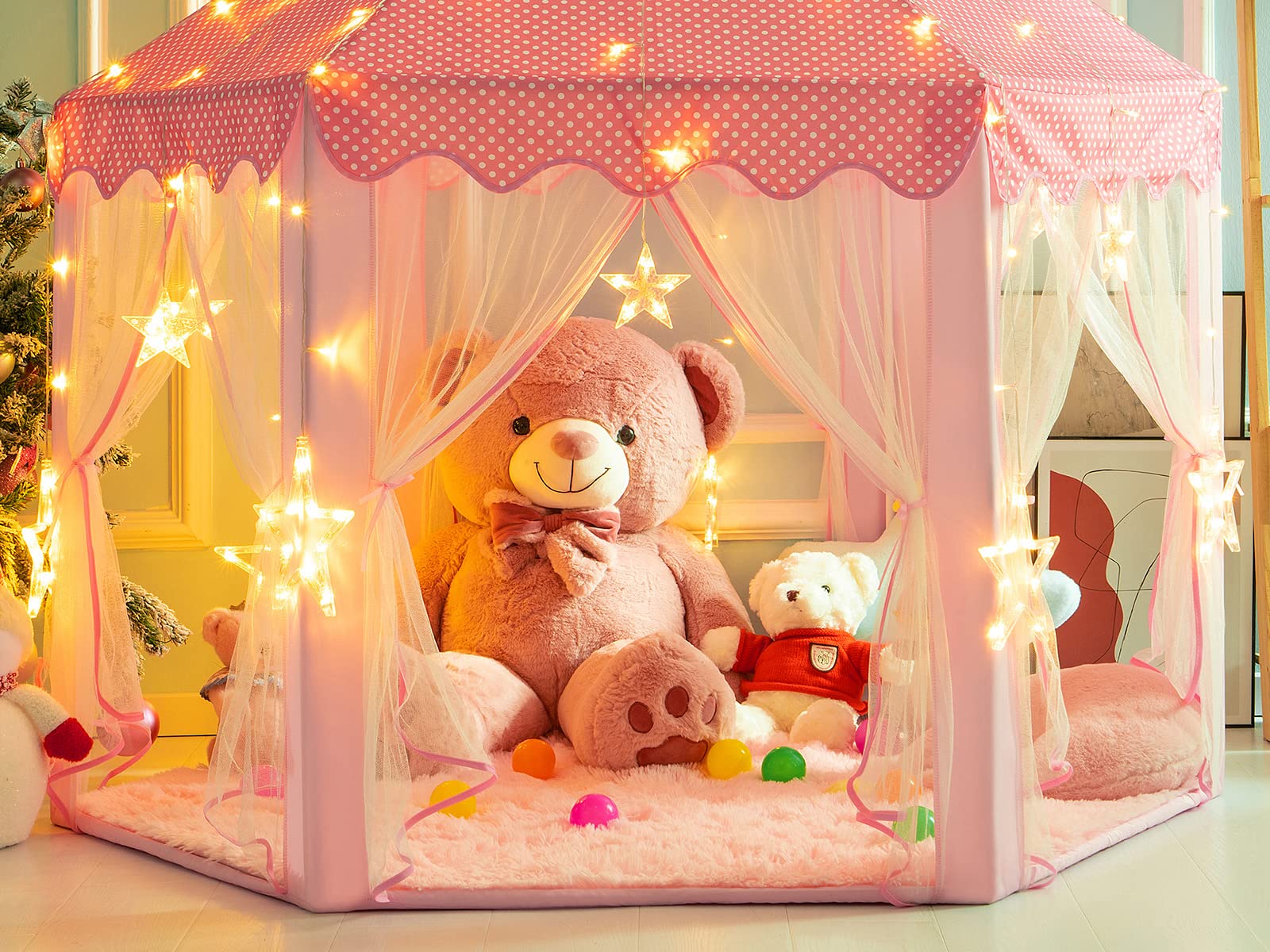 KIXINWA Pink Hexagon Princess Rug fluffy closeup emphasizes ultra-soft microfiber fibers
