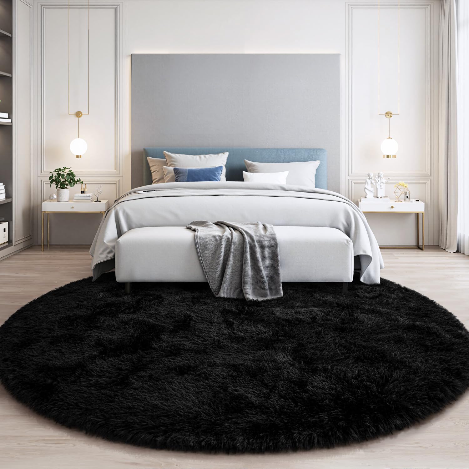 KIXINWA round rug care cleaning hand wash view suggests easy maintenance.