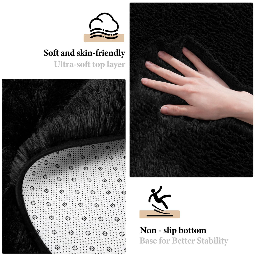 KIXINWA round rug non-slip back closeup for safer indoor floors.