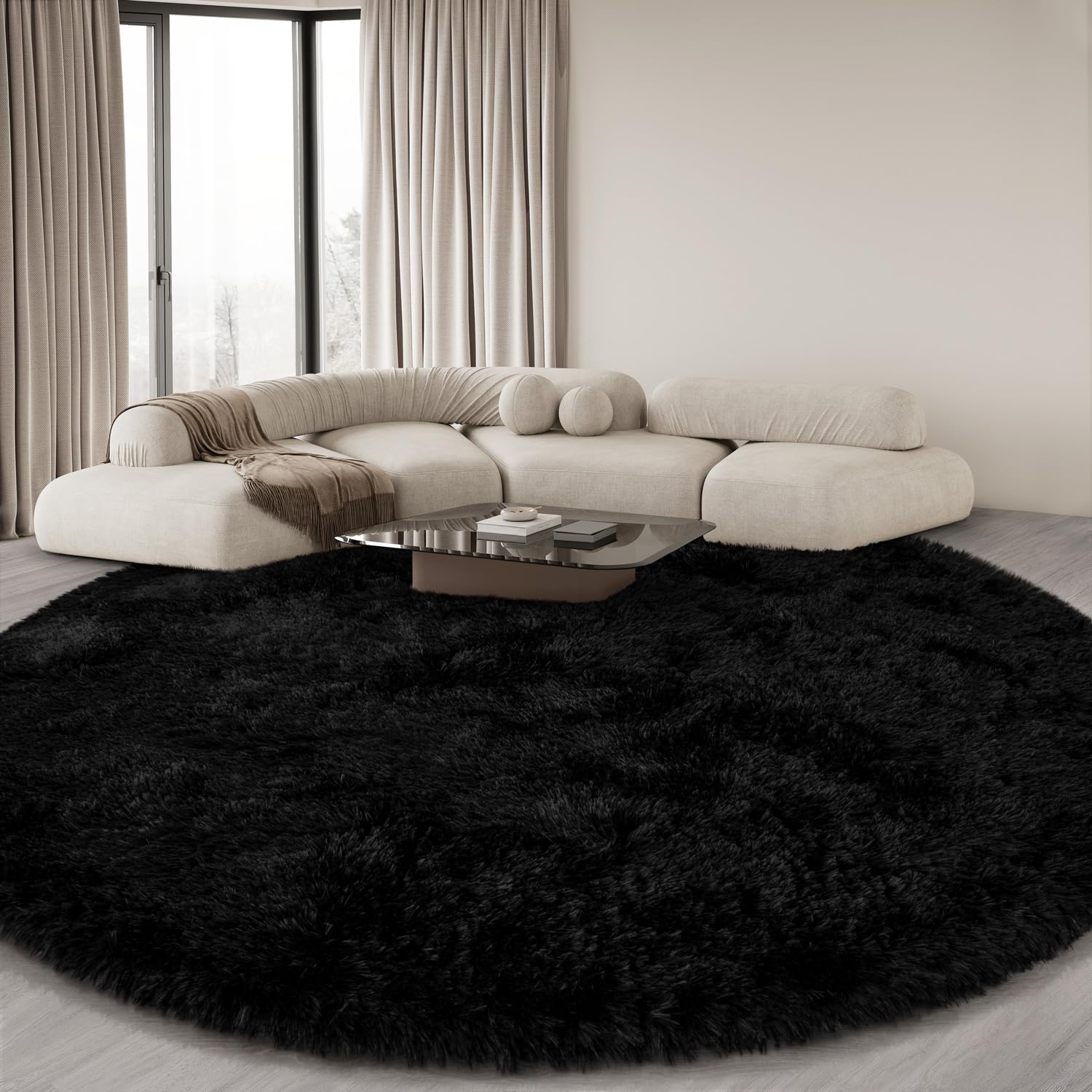 KIXINWA round rug nursery play area scene for kid-friendly comfort.