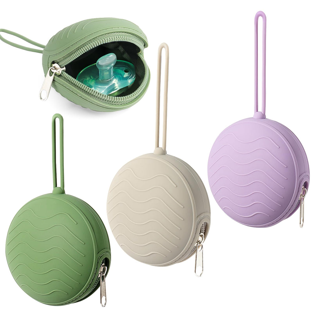KIYEUKB pacifier holder green front view showing portable storage for on-the-go.