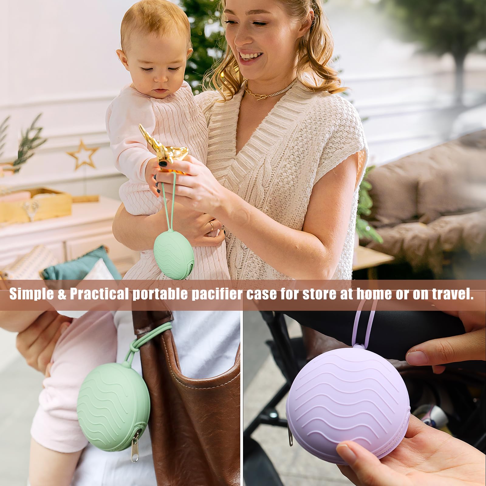 KIYEUKB pacifier holder purple open case highlights compact packing.