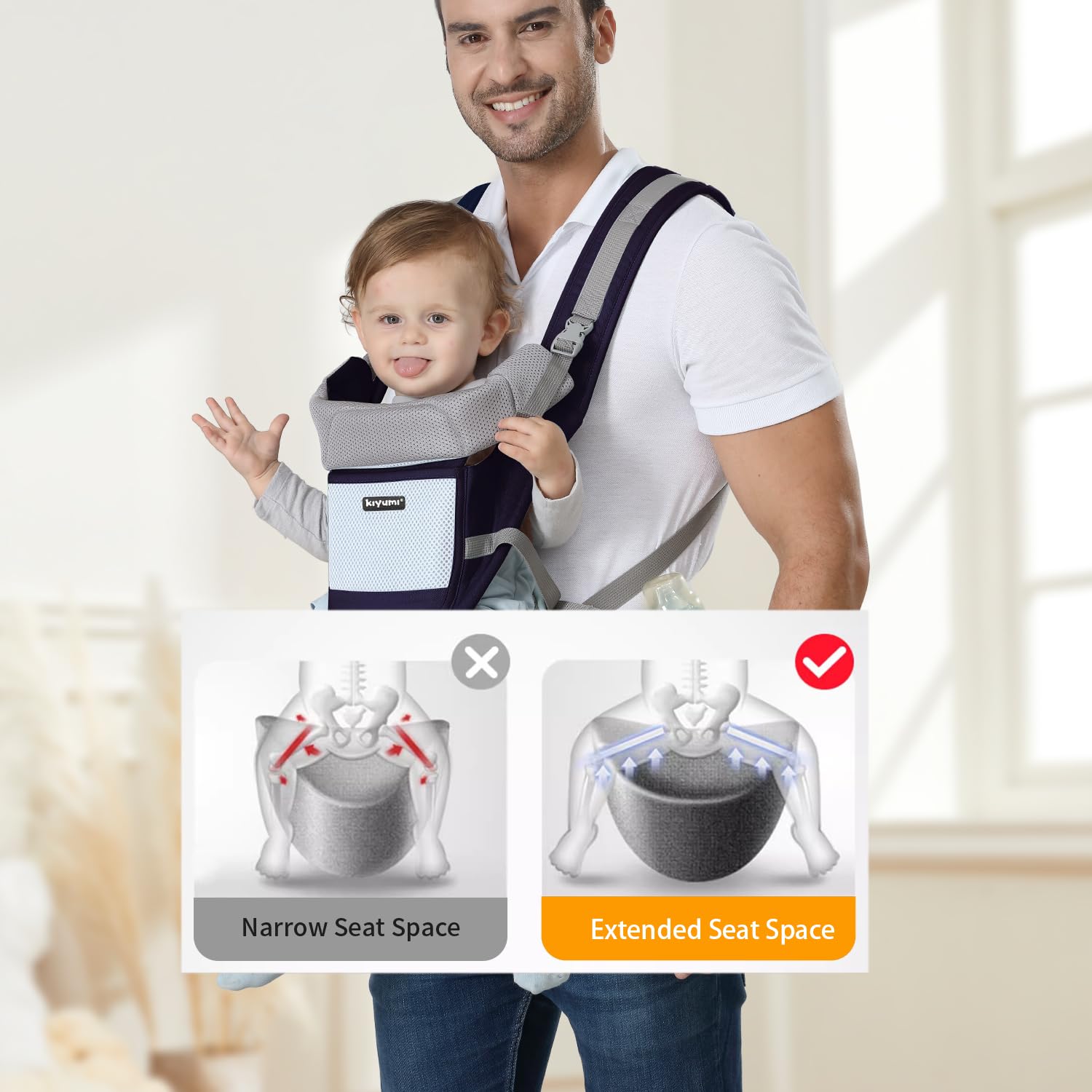 KIYUMI adjustable straps and wide waist belt reduce fatigue