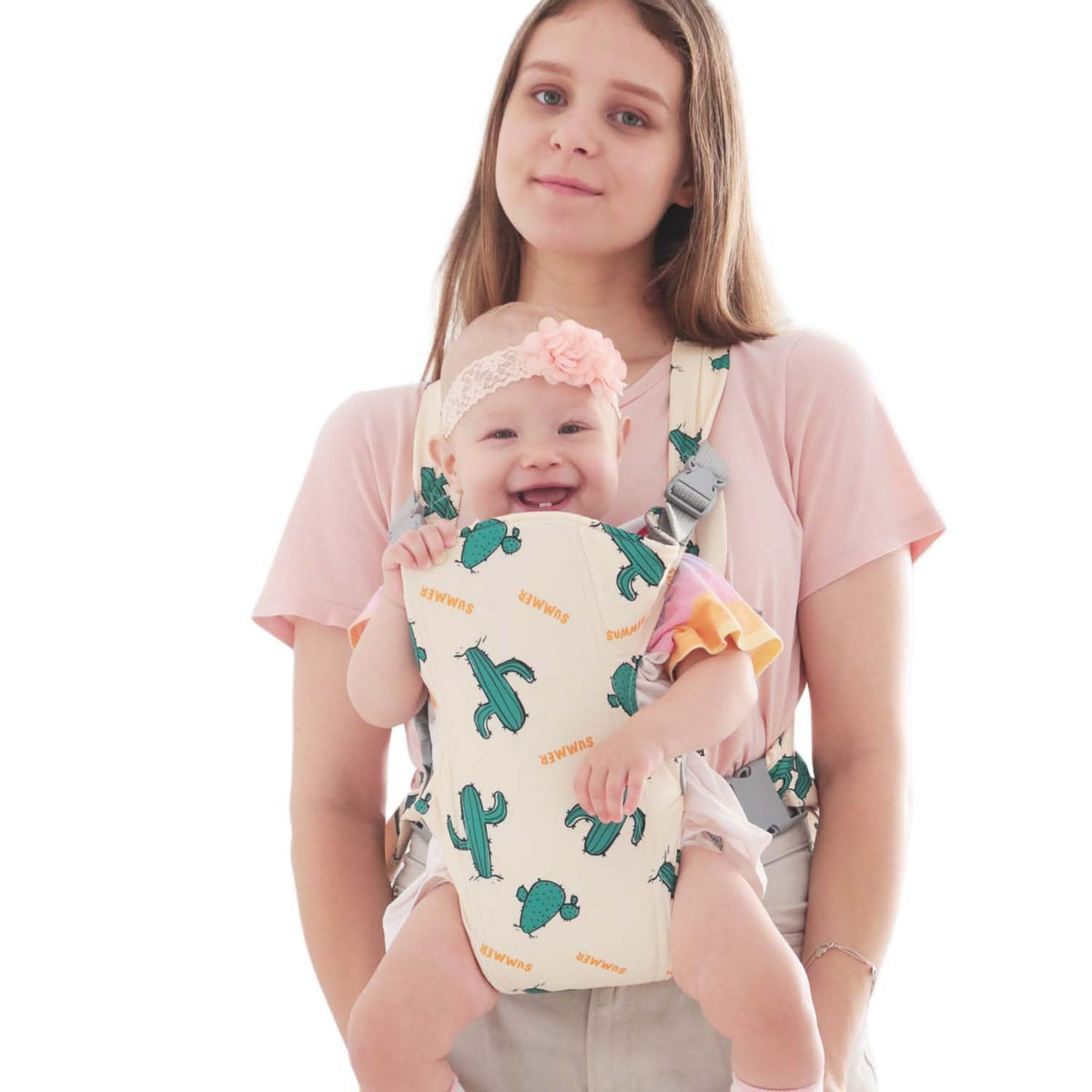 KIYUMI Cactus carrier front view with ergonomic design for comfortable baby carrying.