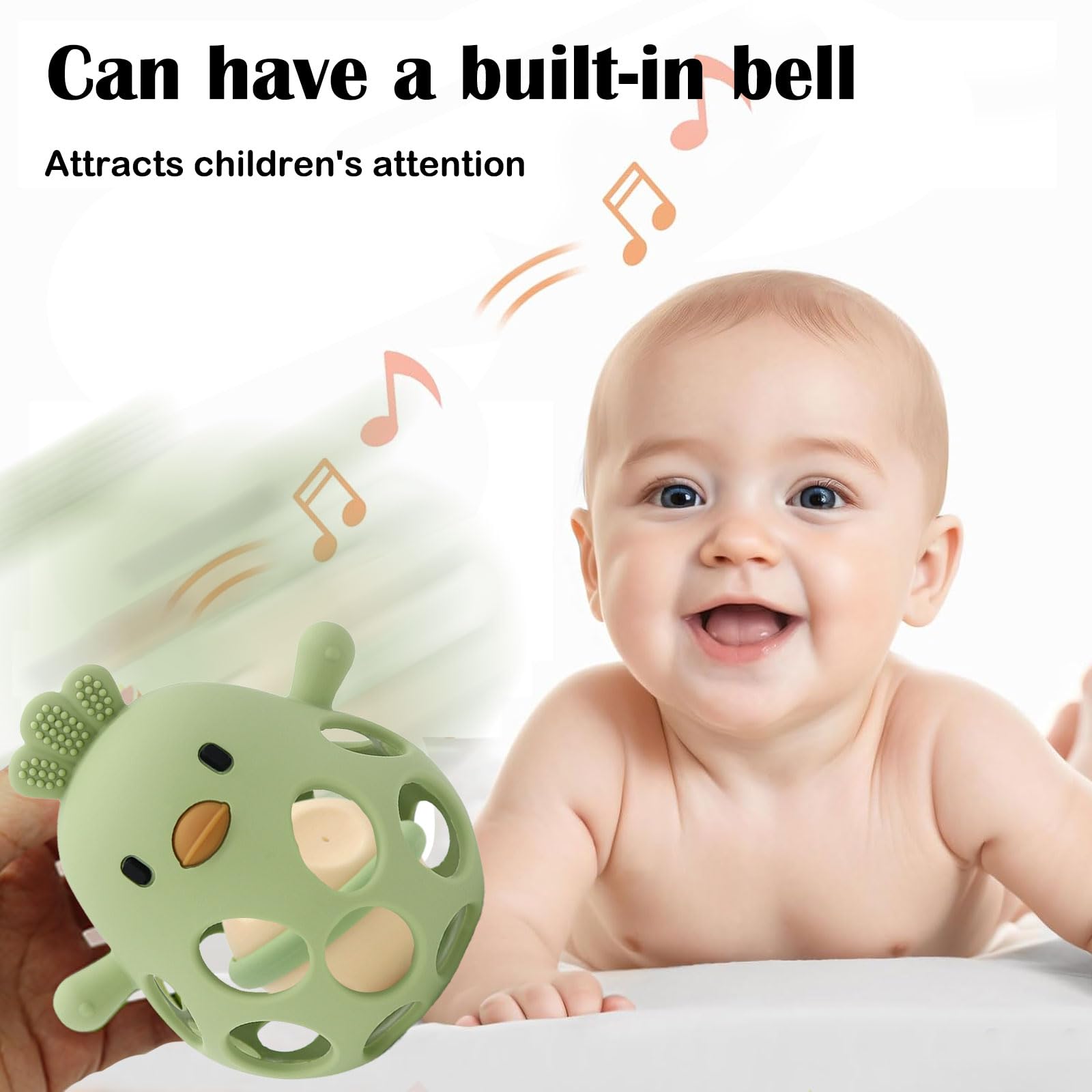 Kizadee BPA-free silicone teether provides safe chewing for little hands.