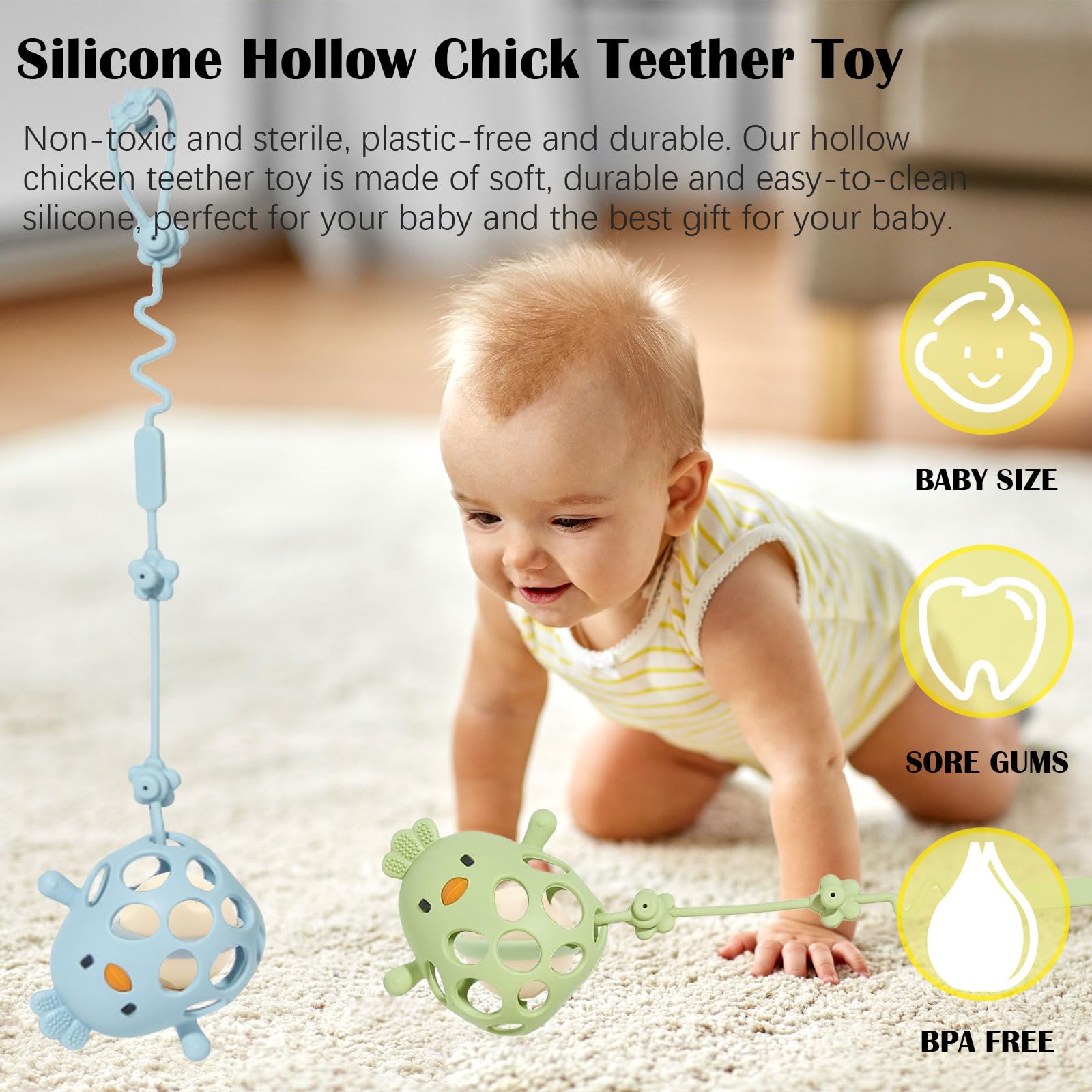 Kizadee teether is durable and heat-tolerant for sterilization.
