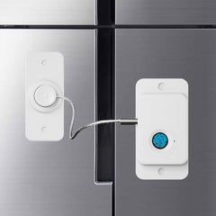 KIZZHISI fingerprint-fridge-lock front view on a white refrigerator for safer family access.