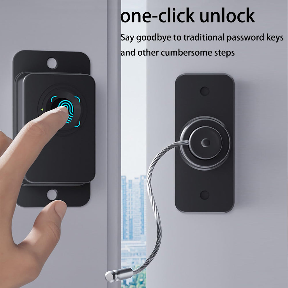 KIZZHISI fingerprint fridge lock on fridge uses non-marking adhesive for clean surfaces.