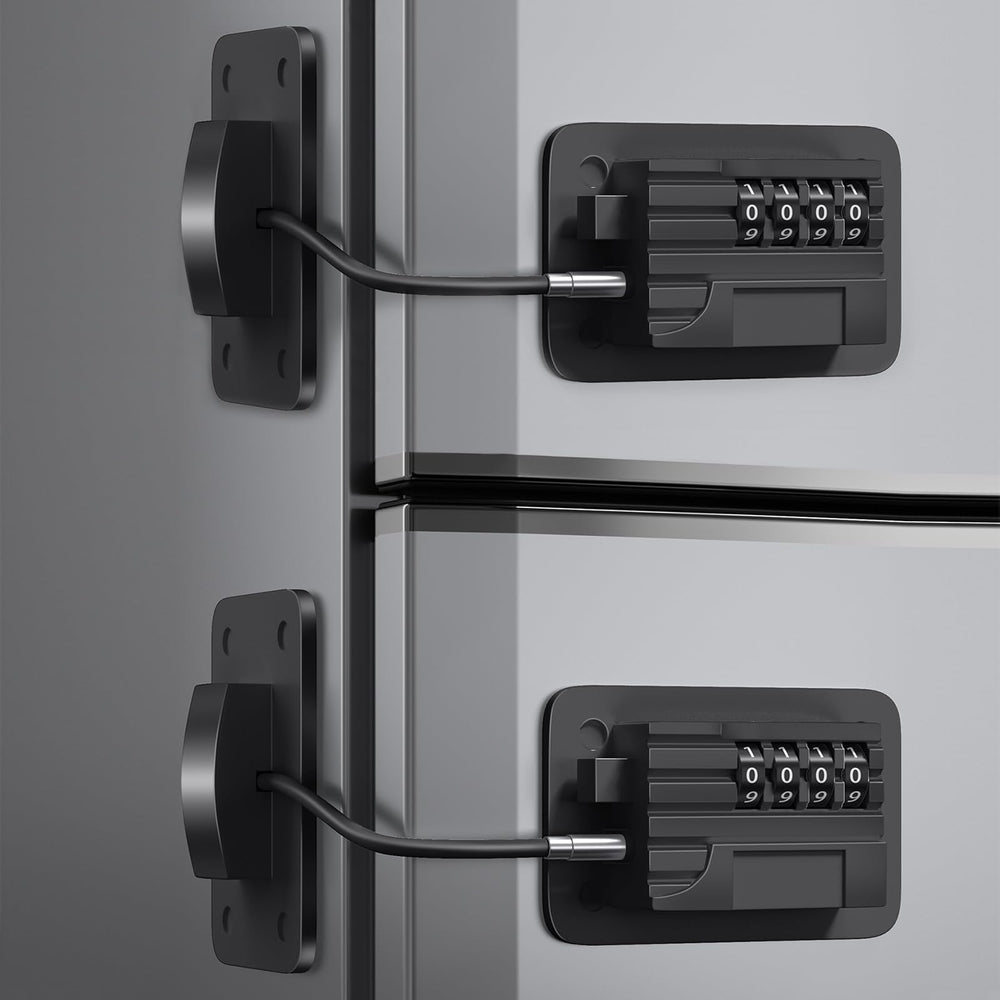 KIZZHISI fridge lock 2-pack on counter demonstrates childproofing for a safer kitchen