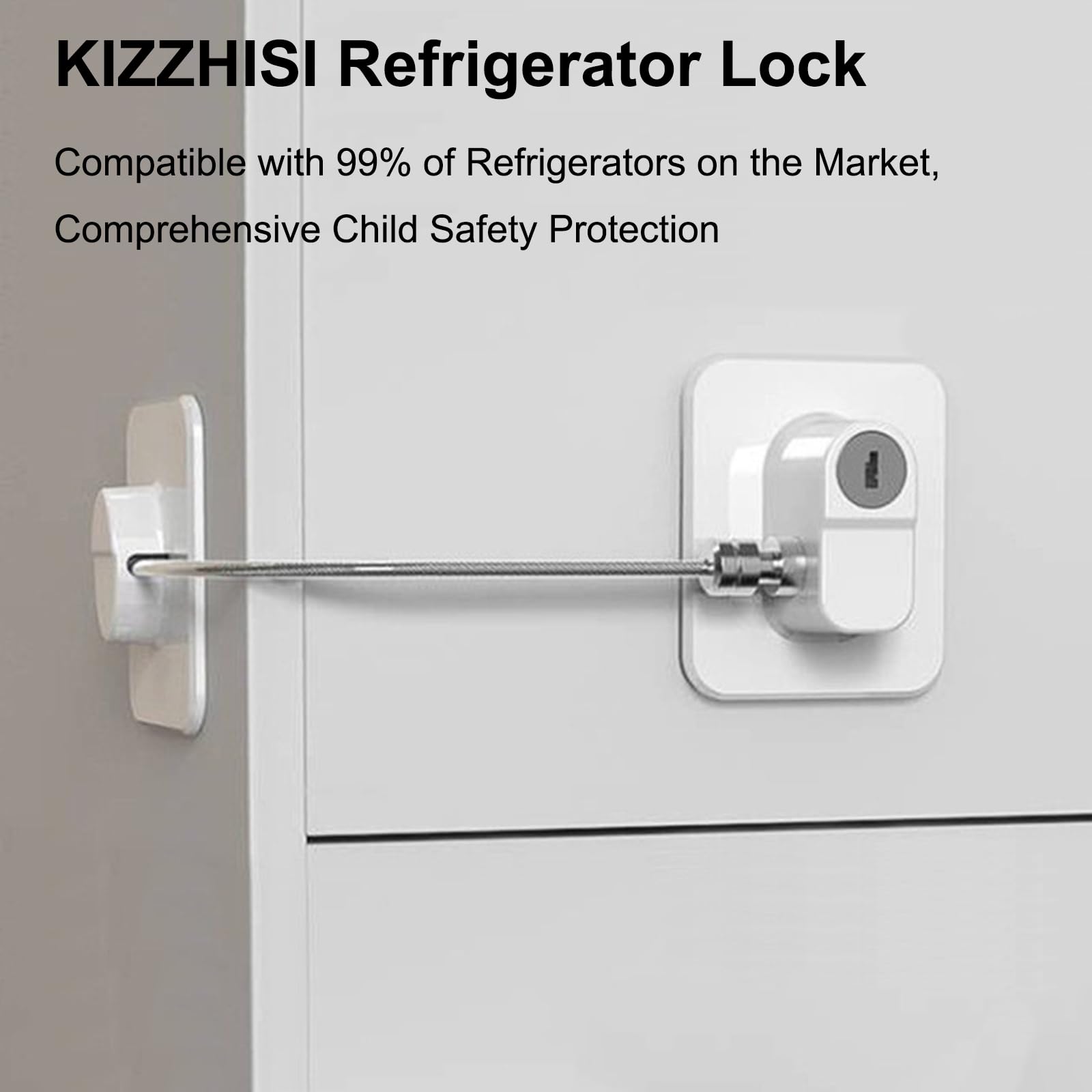 KIZZHISI fridge lock adhesive strips closeup highlighting easy installation