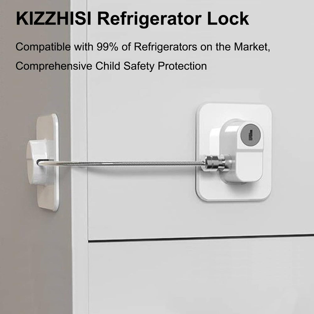 KIZZHISI fridge lock adhesive strips closeup highlighting easy installation