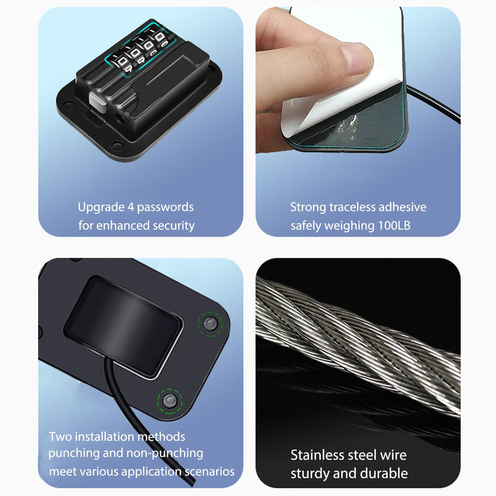 KIZZHISI fridge lock combination lock close-up highlights durable steel wiring.