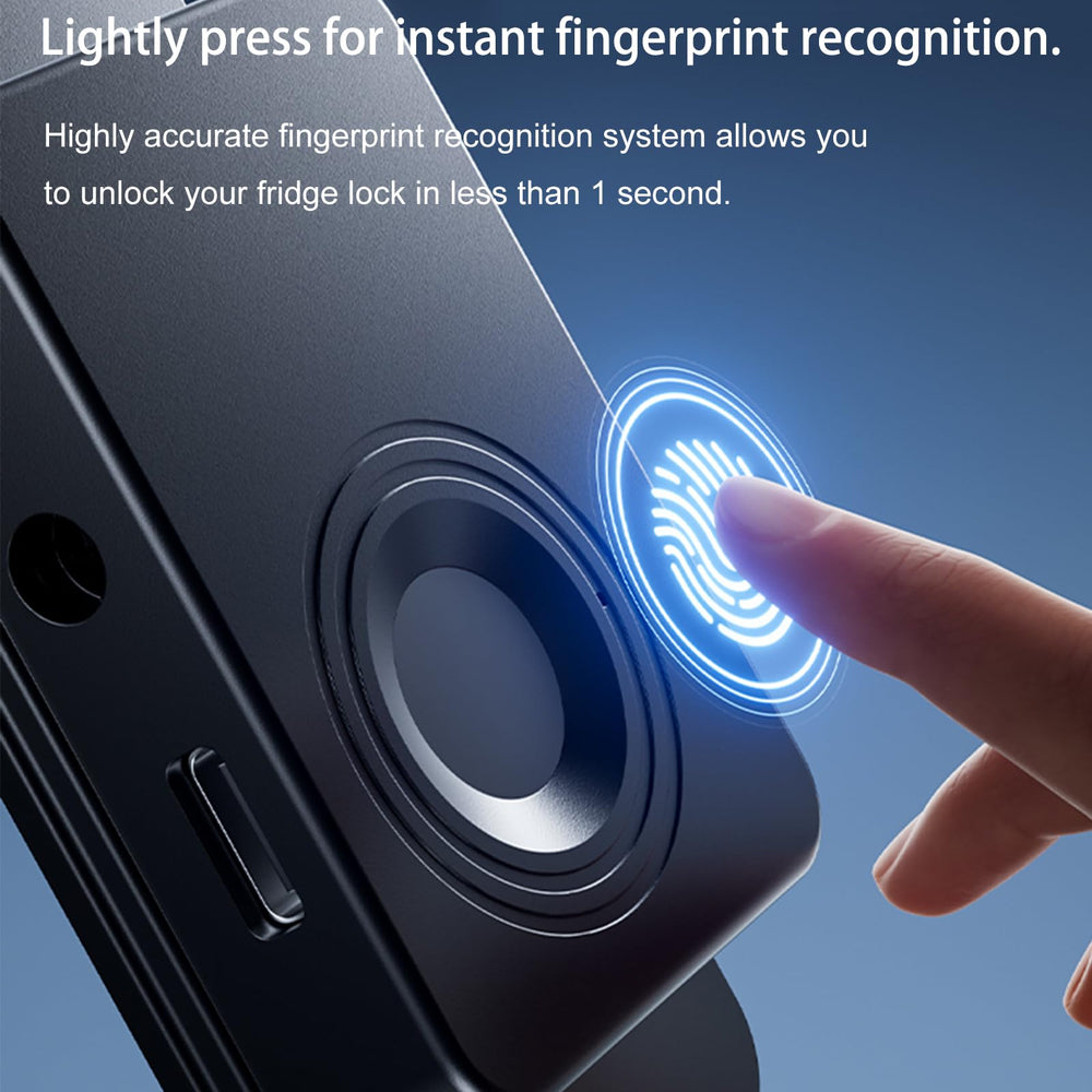 KIZZHISI fridge-lock installation no-drill close-up demonstrates tool-free setup for renters.