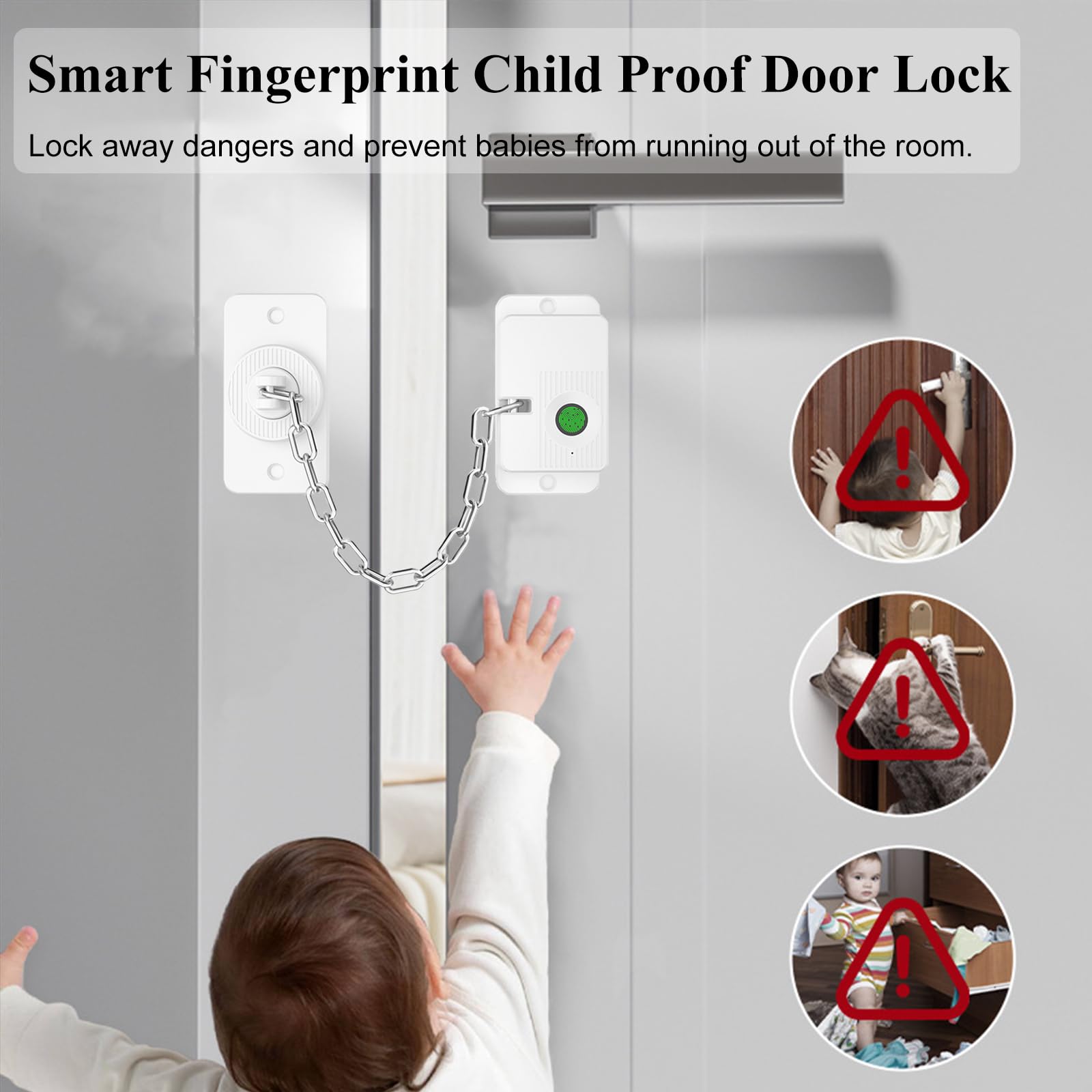 KIZZHISI fingerprint fridge lock no-drill installation on fridge door for renters.