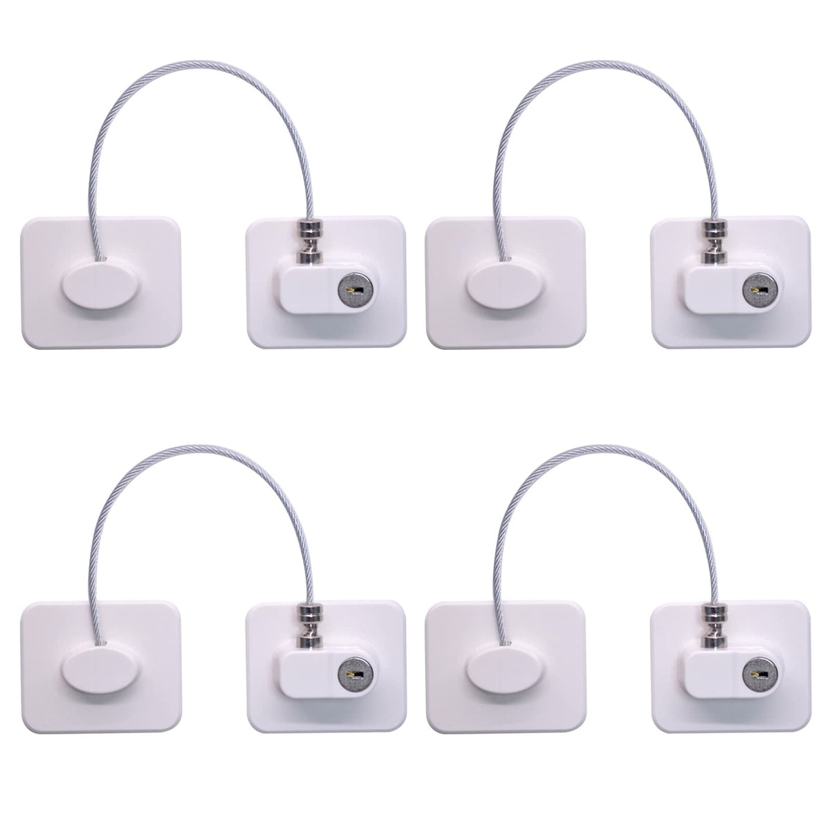KIZZHISI fridge lock pack4 white assembly showing secure fridge setup