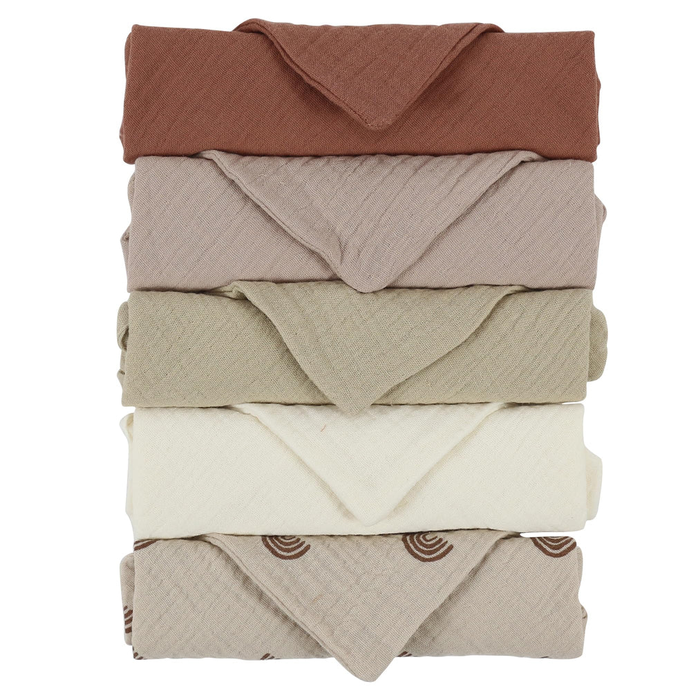 Kjuti baby muslin burp cloth 10x10 soft closeup for gentle burping.