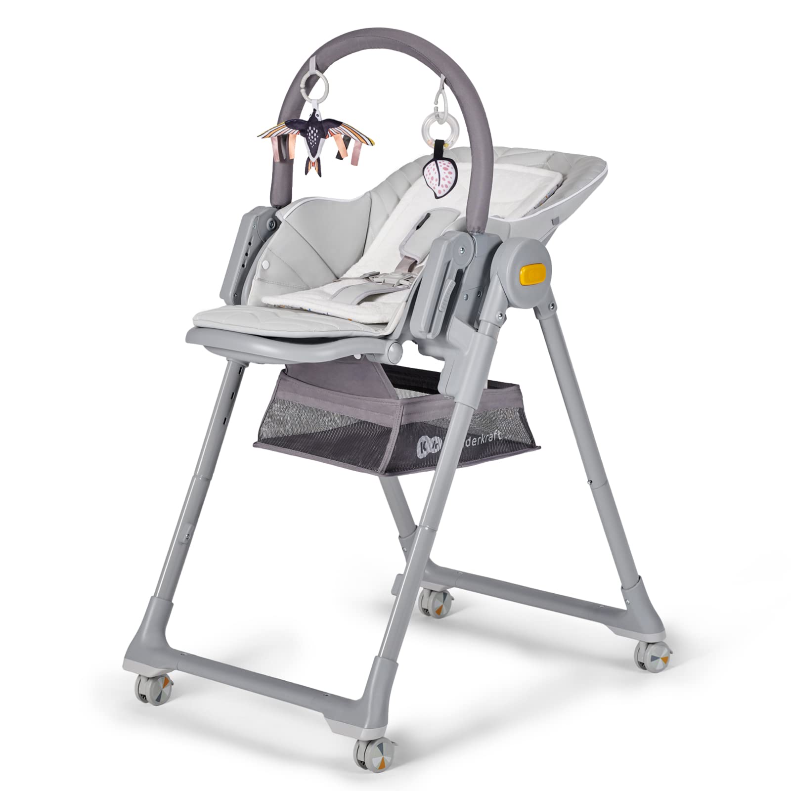 Kinderkraft LASTREE foldable high chair grey ready for compact storage