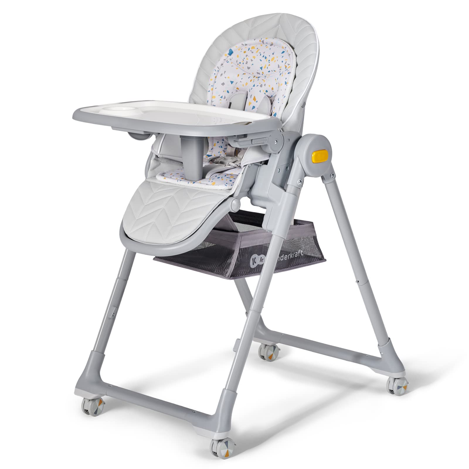Kinderkraft LASTREE grey high chair backrest reclining for comfort
