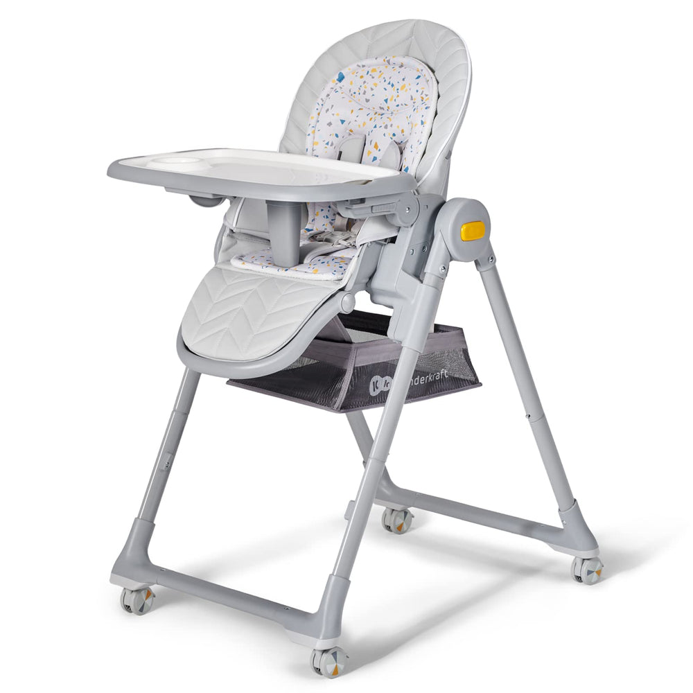 Kinderkraft LASTREE grey high chair backrest reclining for comfort