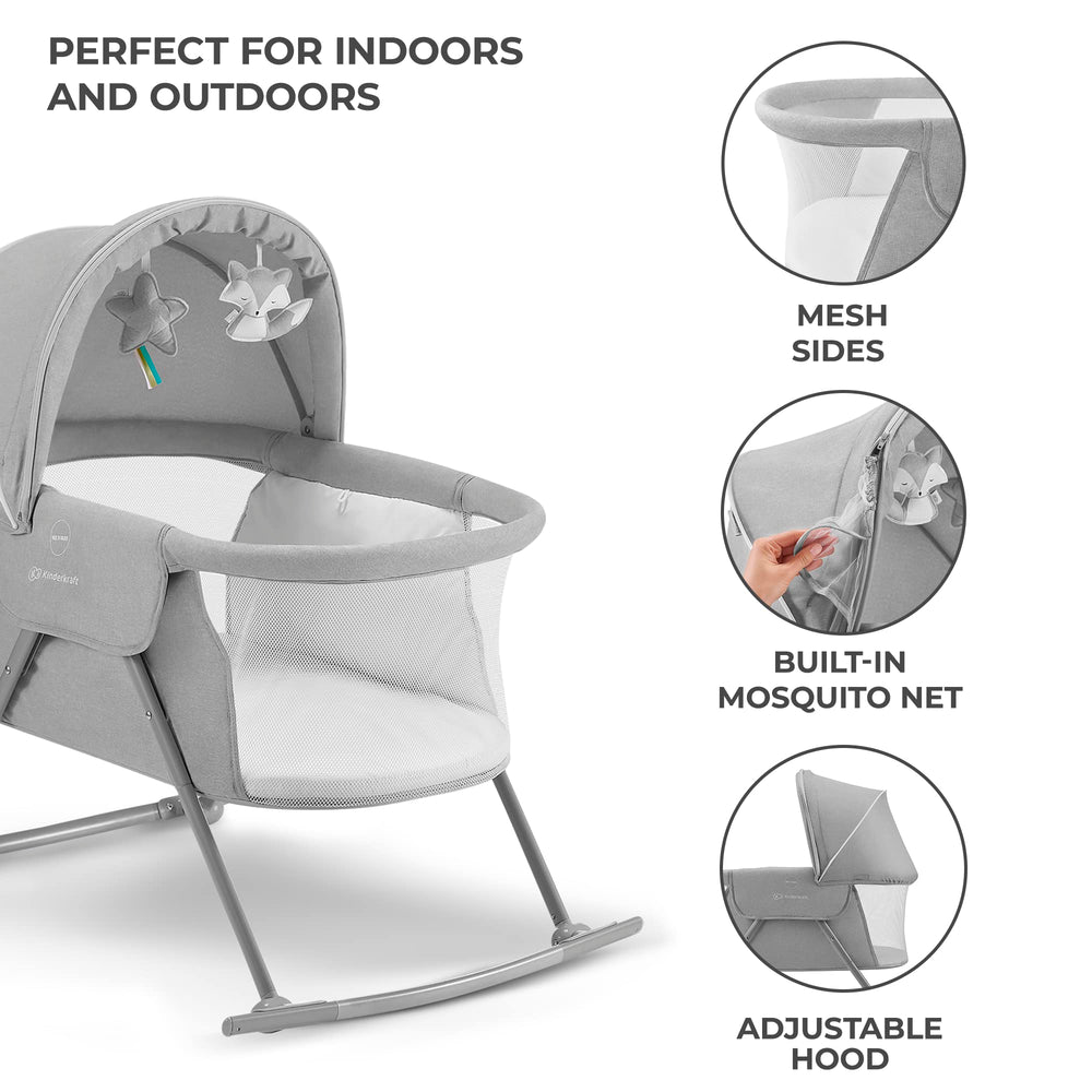 Kinderkraft LOVI cotton-top mattress ensures skin-friendly airflow.
