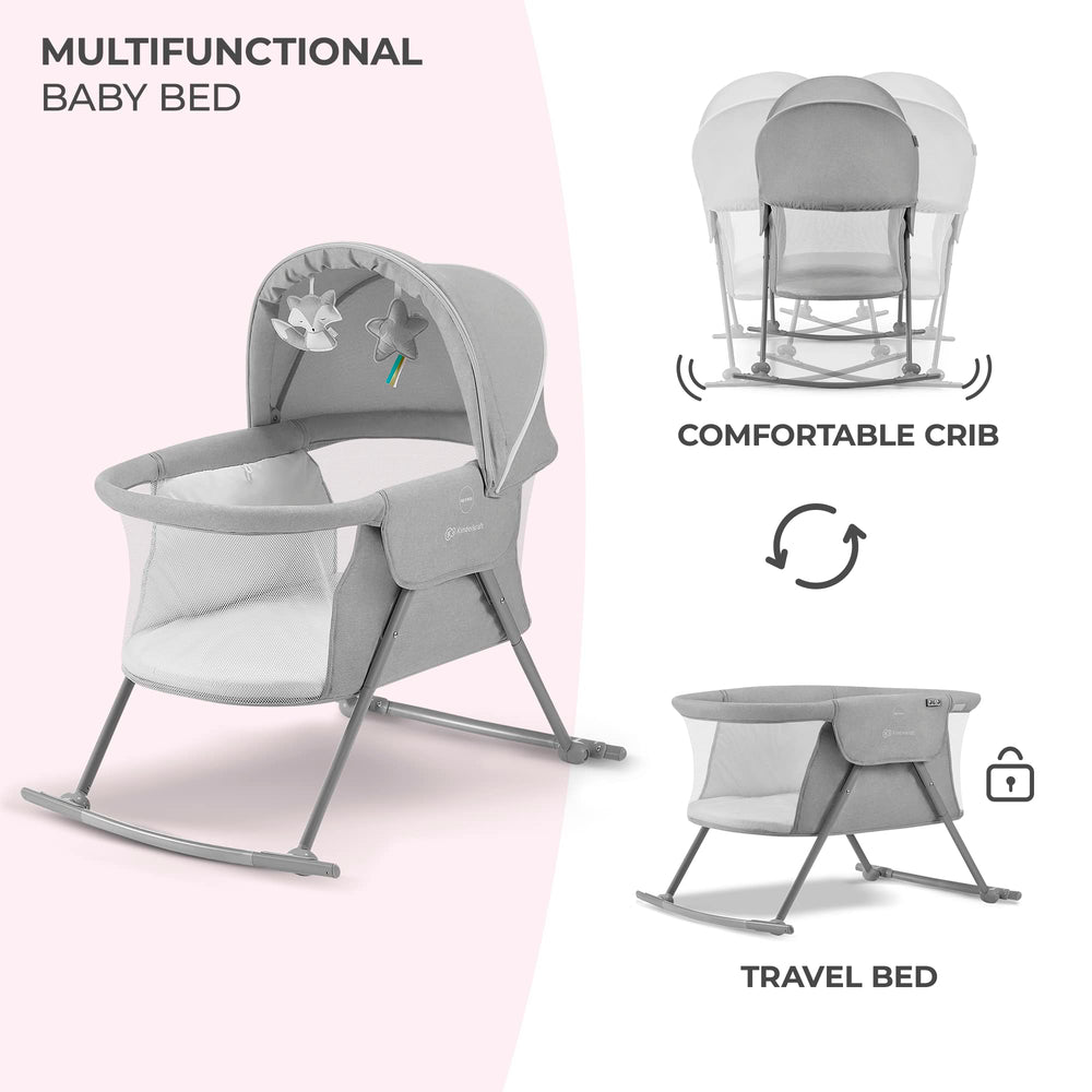 Kinderkraft LOVI adjustable hood provides shade during daytime naps.