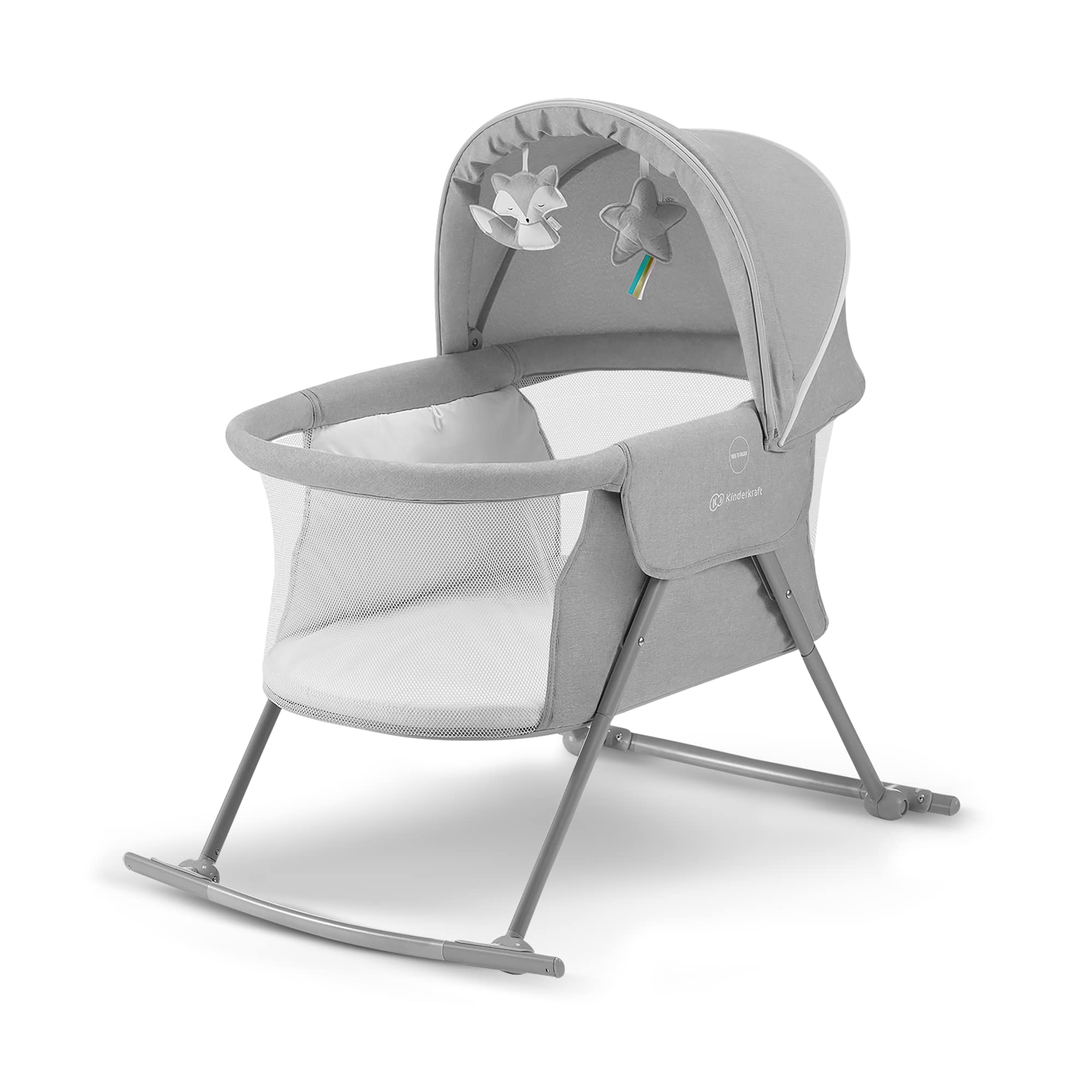 Kinderkraft LOVI travel bed with mosquito net for safe outdoor sleep on trips.