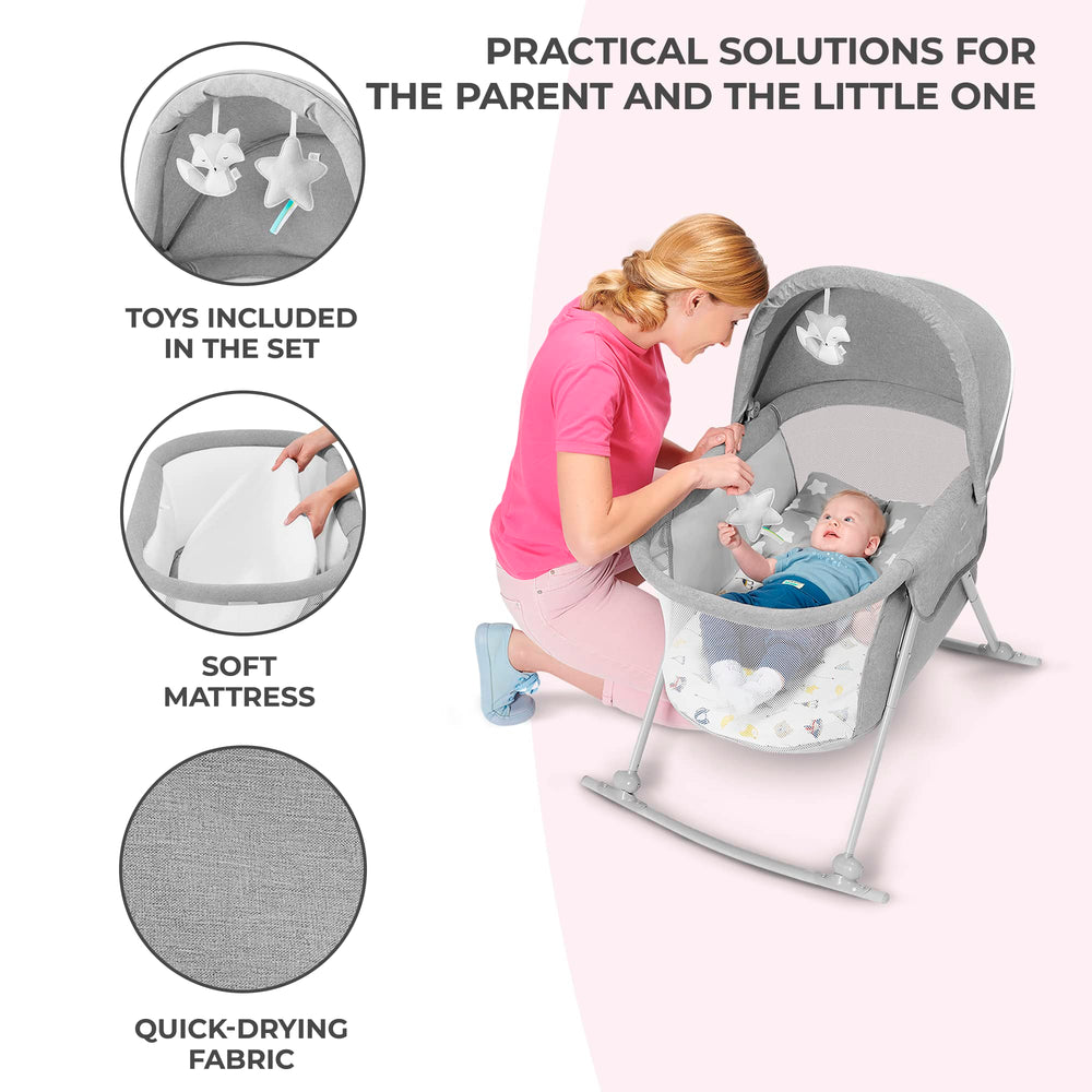 Kinderkraft LOVI removable mattress cover for easy cleaning after messy days.