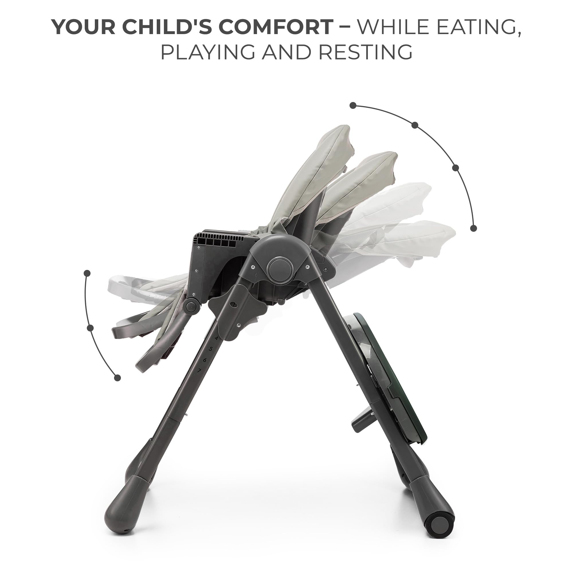 Kinderkraft Tummie locking wheels for easy room-to-room movement.