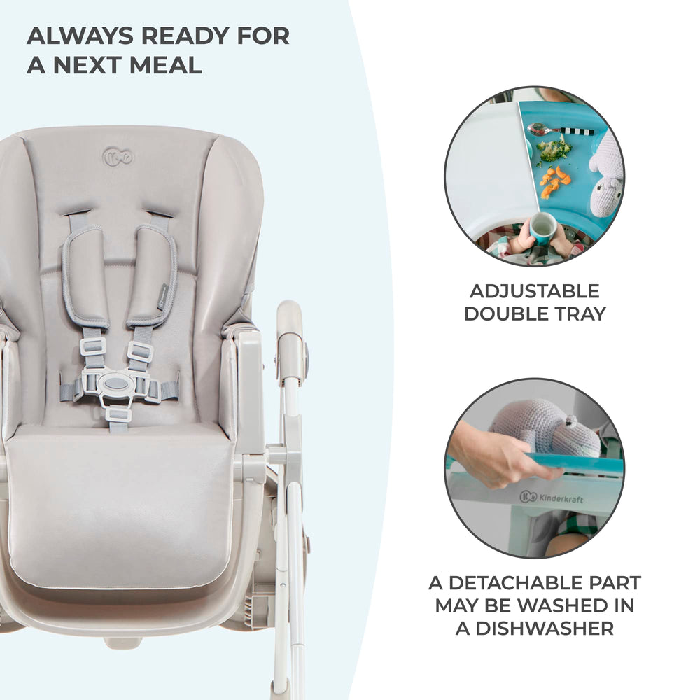 Kinderkraft Yummy highchair removable eco-leather cover for quick cleanups