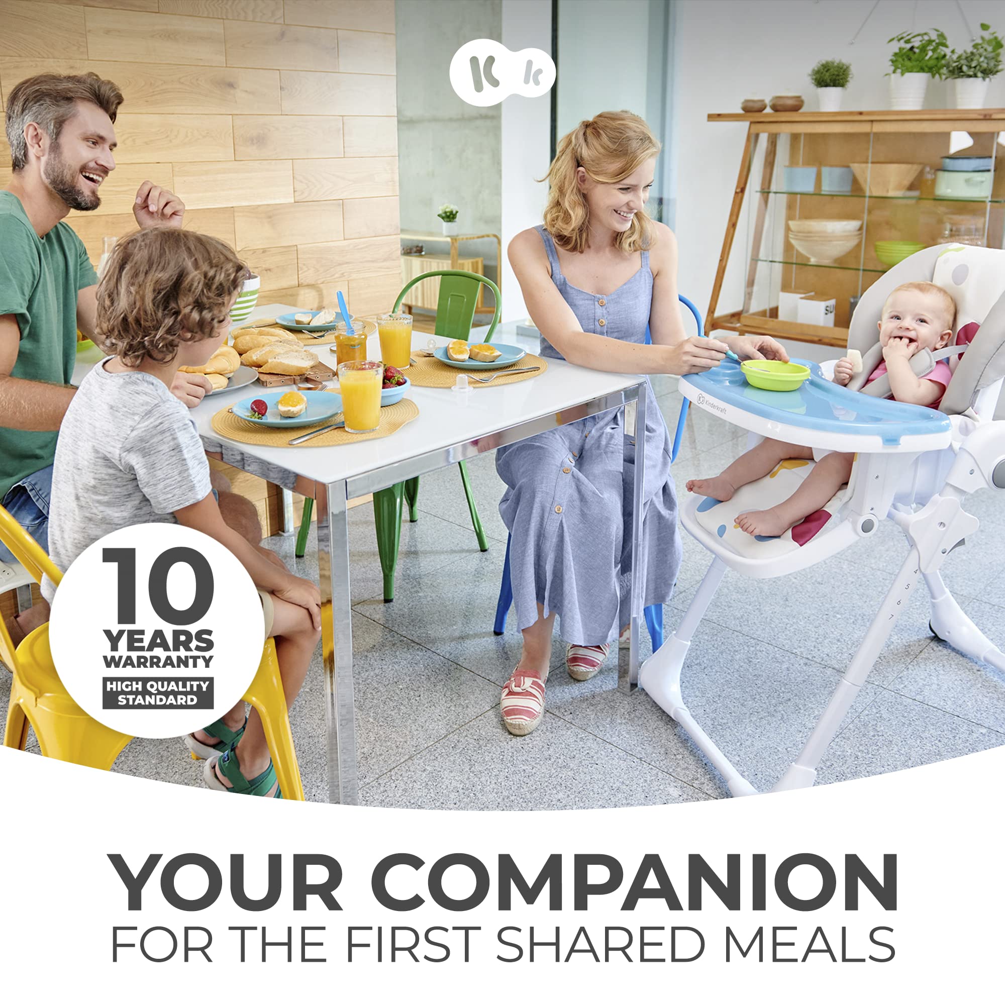 Kinderkraft Yummy highchair height adjustment to fit different tables