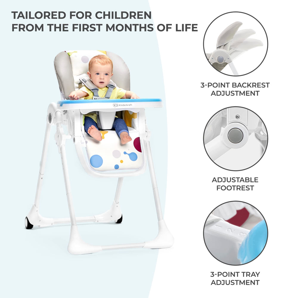 Kinderkraft Yummy highchair reclining backrest for relaxed mealtimes