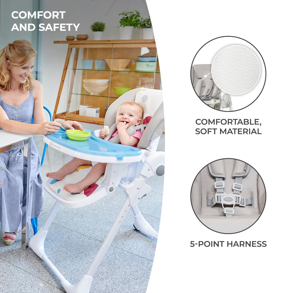 Kinderkraft Yummy highchair sturdy metal frame provides stable support as child grows