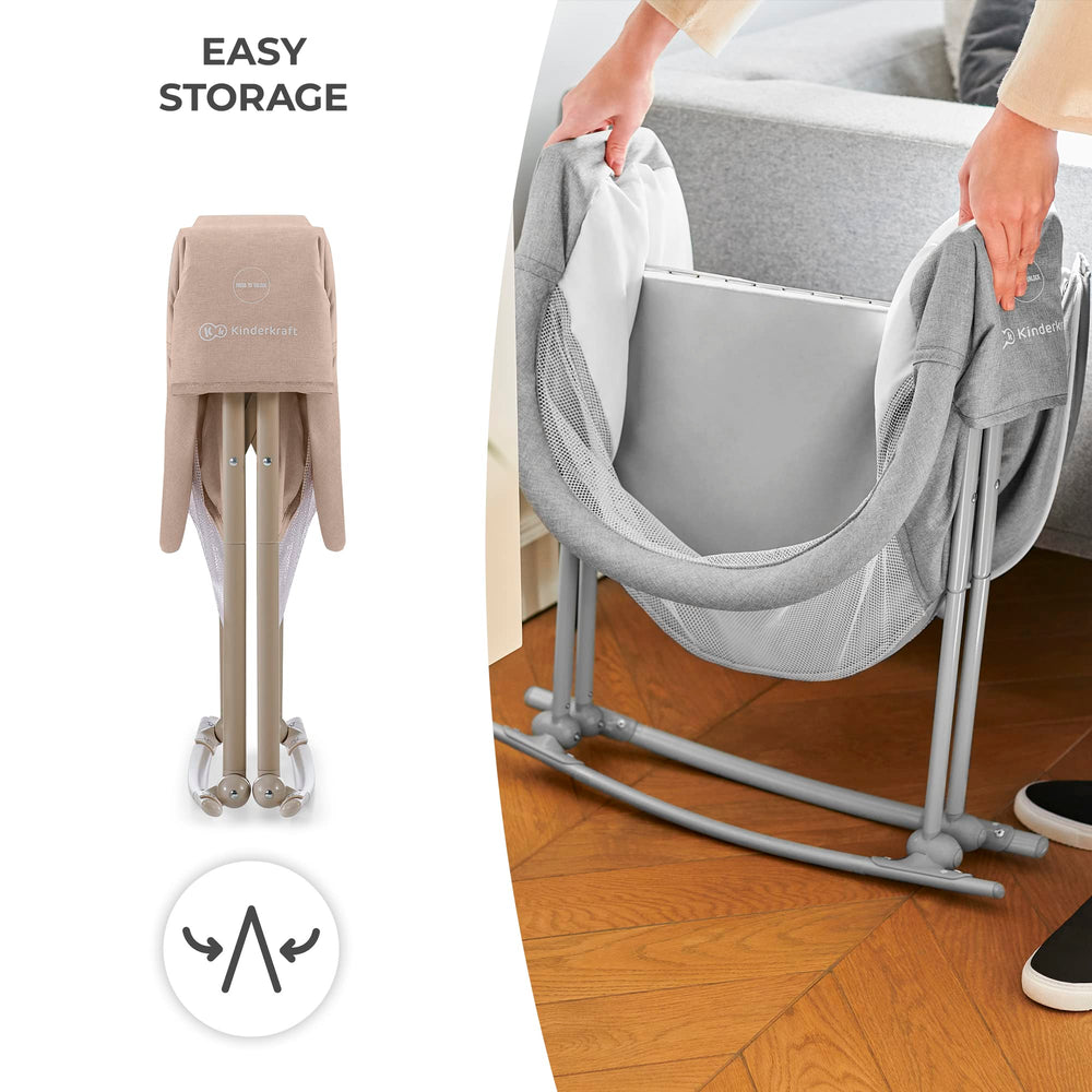 kk Kindkraft LOVI bassinet mesh sides offer visibility and breathable airflow.