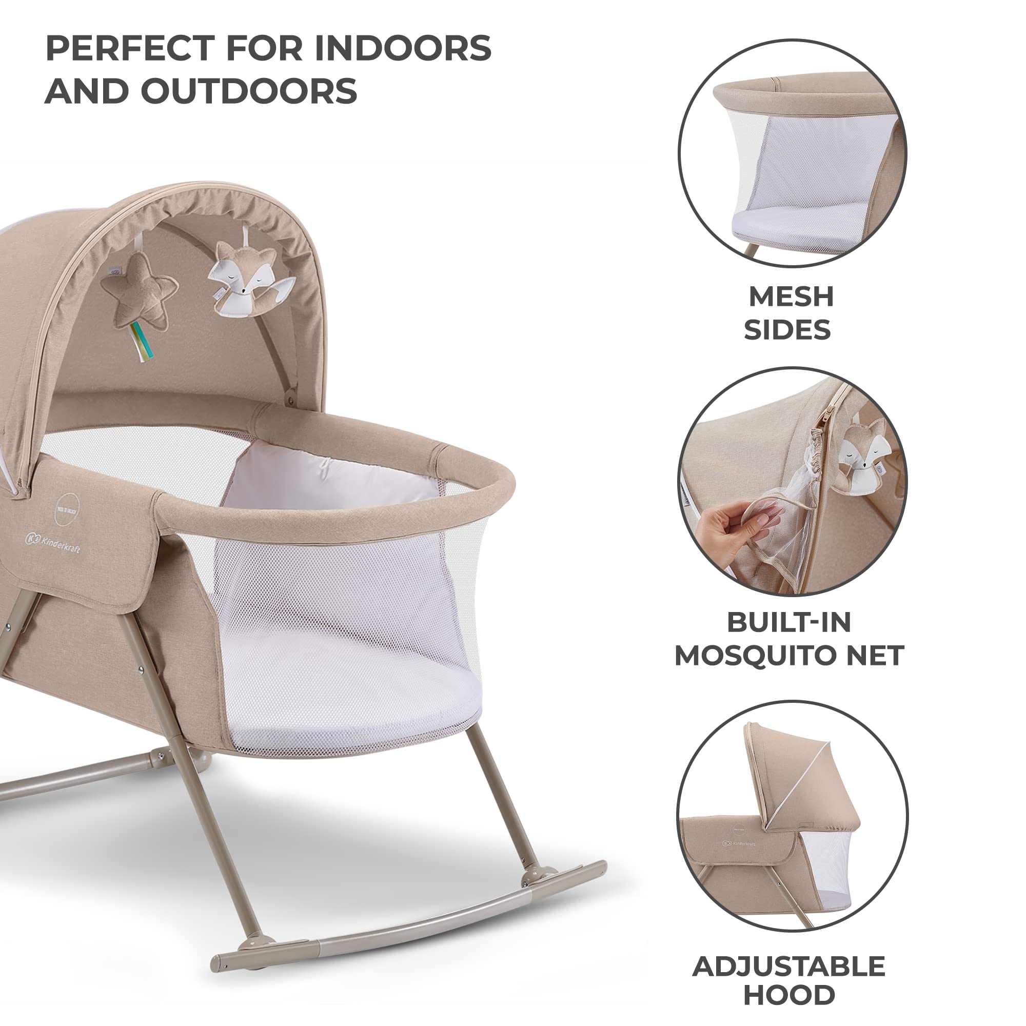 kk Kindkraft LOVI rocking frame locked ensures secure rocking when desired.