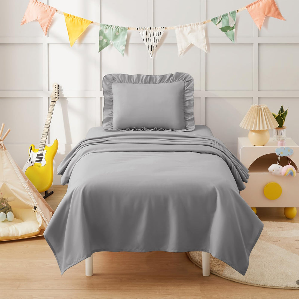 KKJIAF sheet set elastic edging grey keeps the fitted sheet in place
