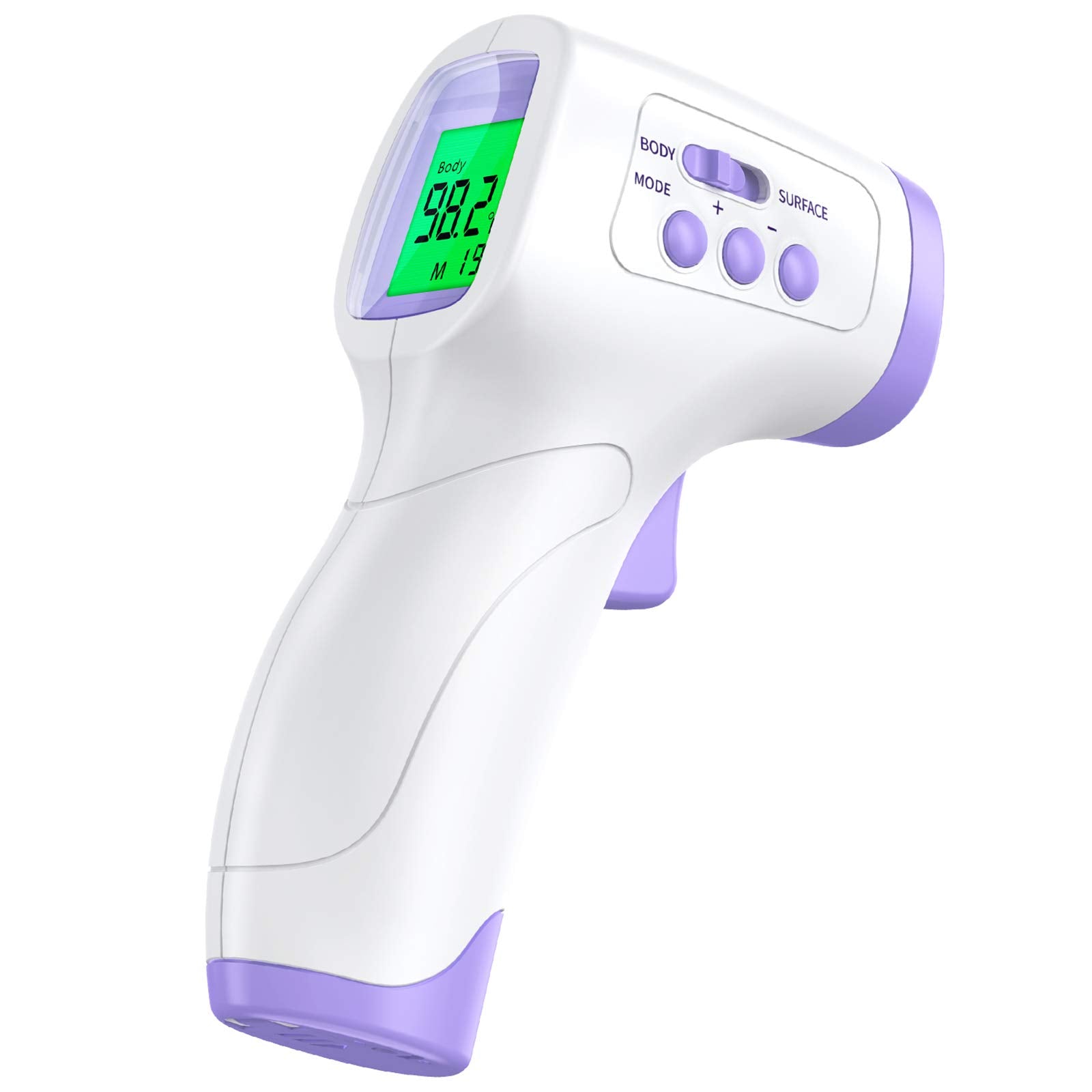 KKmier no-touch forehead thermometer front view with quick non-contact measurement.
