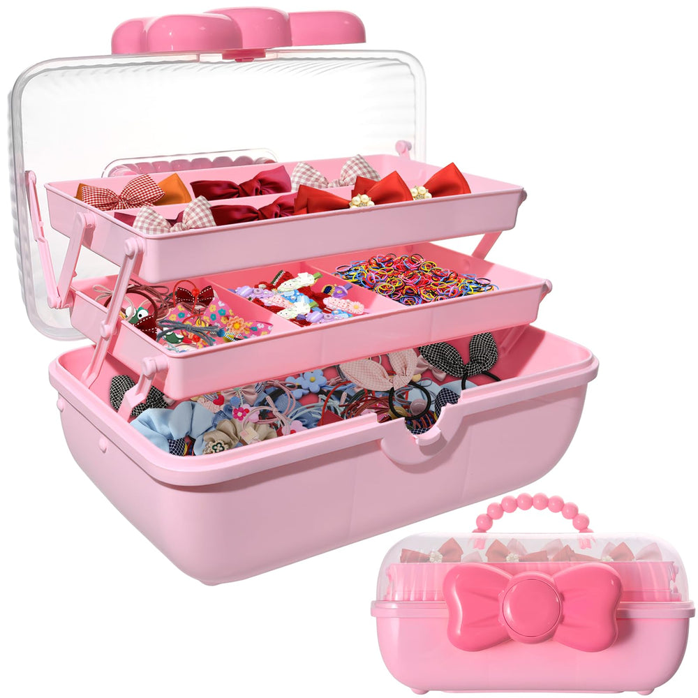 KKONHII three-layer hair organizer front view keeps bows and clips neatly organized.