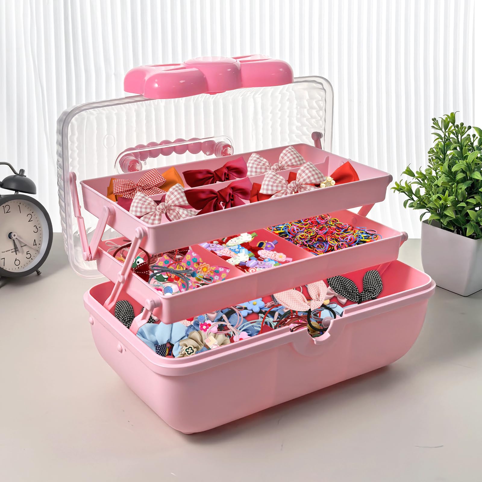 KKONHII transparent lid hair organizer shows accessories at a glance.