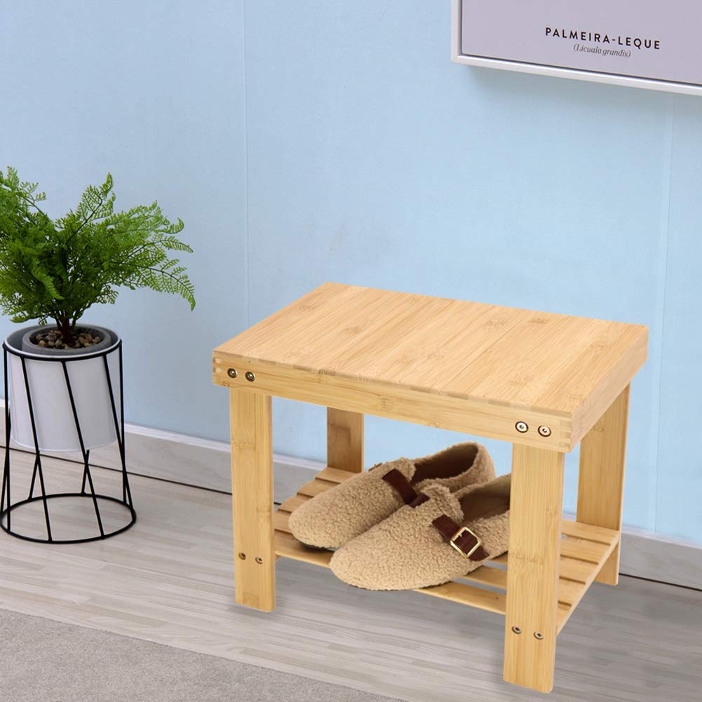KKTONER assembly-ready bamboo stool shown with included instruction and accessories