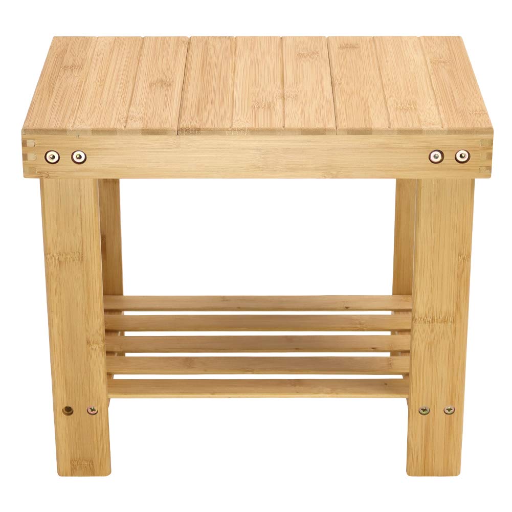 KKTONER bamboo stool used as storage and seat for bathroom, bedroom, or garden