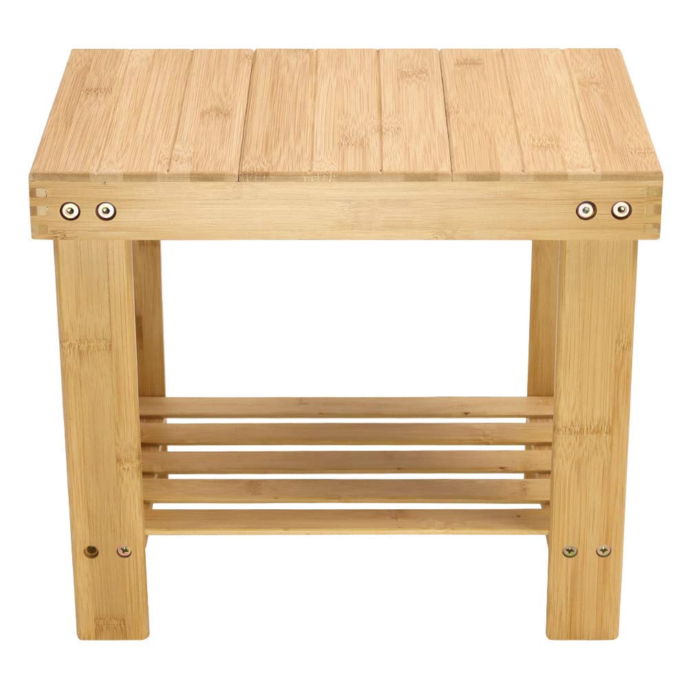 KKTONER bamboo stool used as storage and seat for bathroom, bedroom, or garden