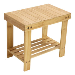 KKTONER bamboo step stool with storage shelf for bathroom organization and comfortable seating