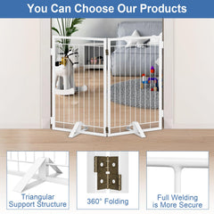 Klarana 360-degree hinge foldable dog gate enables flexible room layouts and quick storage.