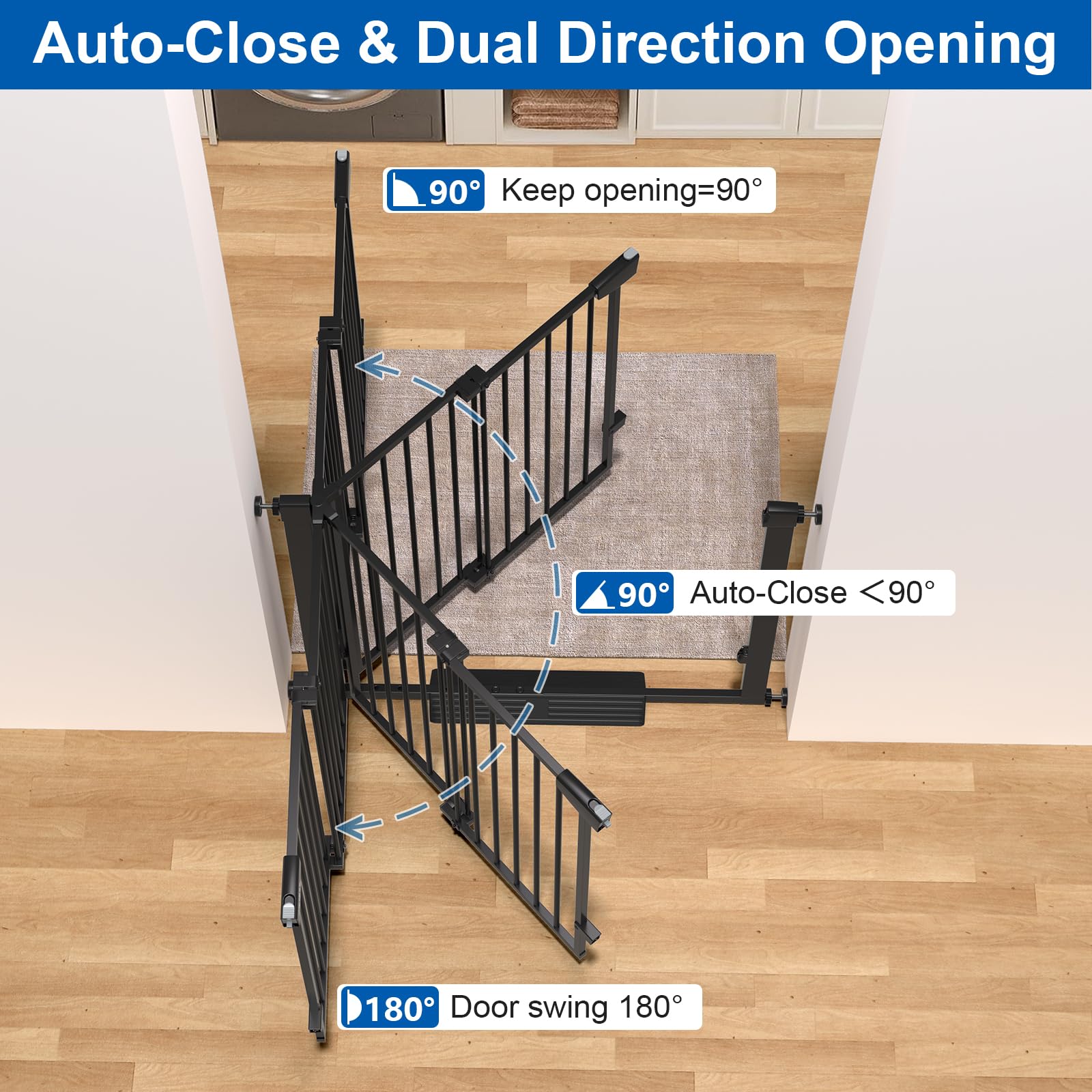 Klarana adjustable width 29-40 inch frame fits most doorways.