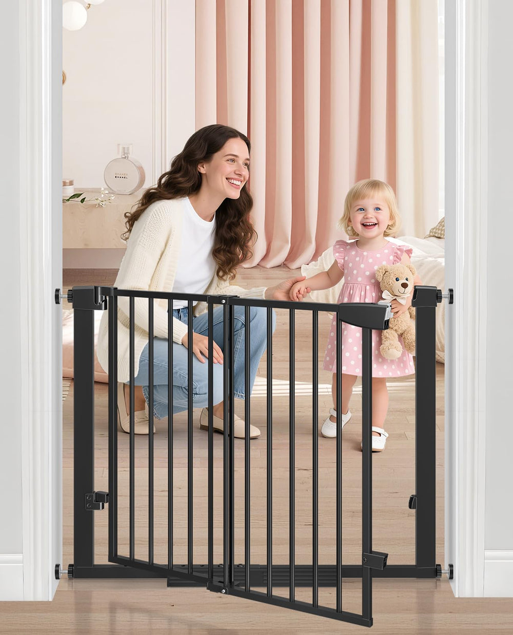 Klarana gate protects babies and pets indoors.